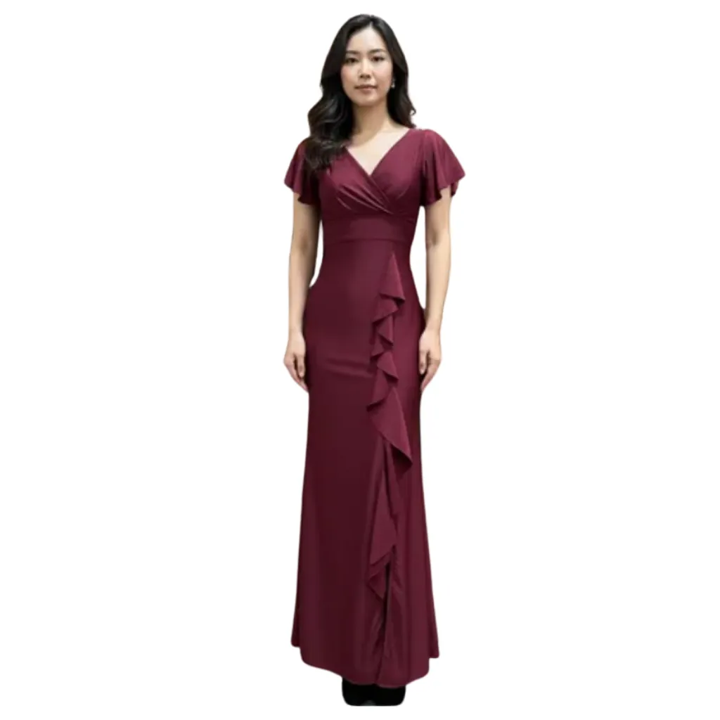 Vestido Liso C Vino T M