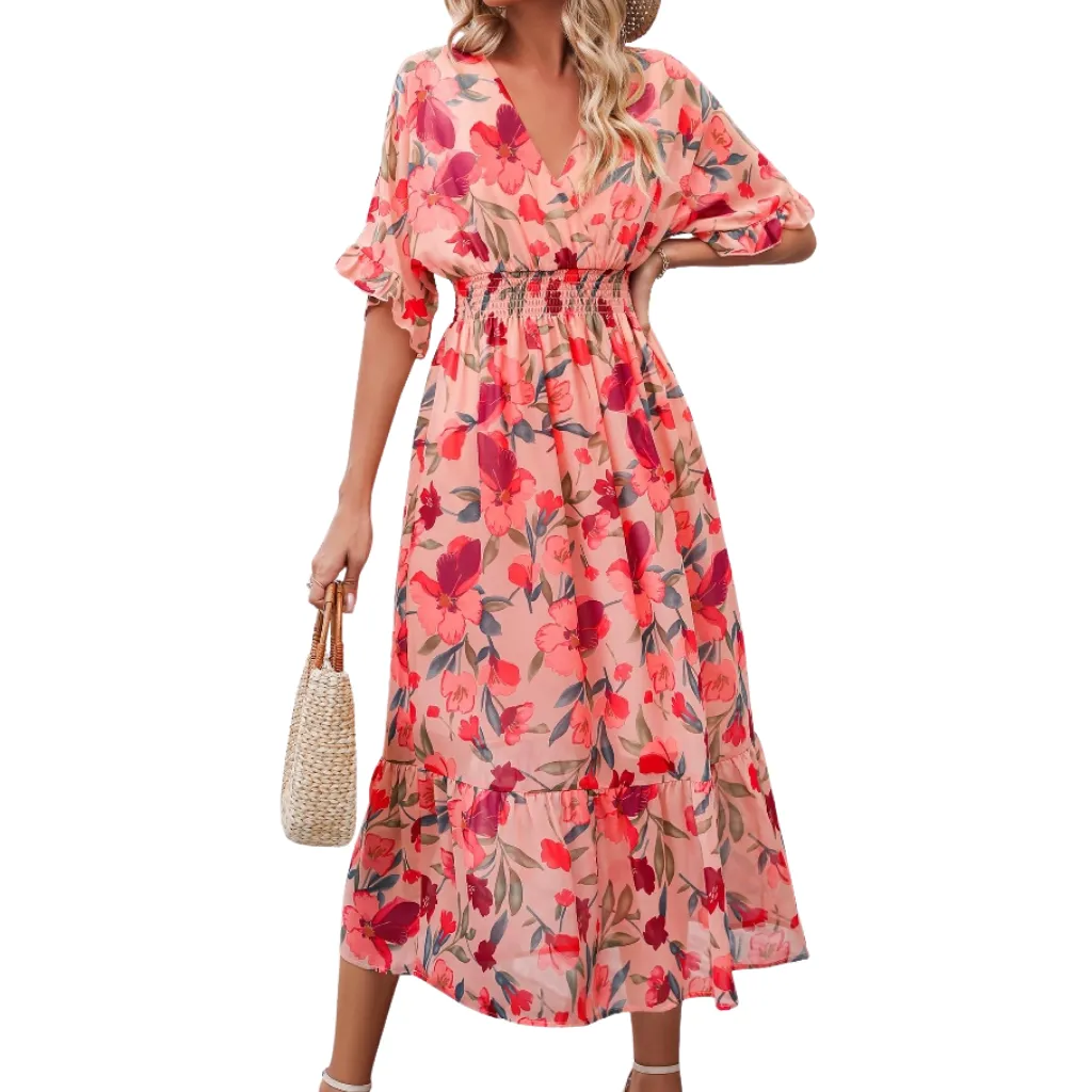 Vestido Liso Formal C Rosa Floral T XL