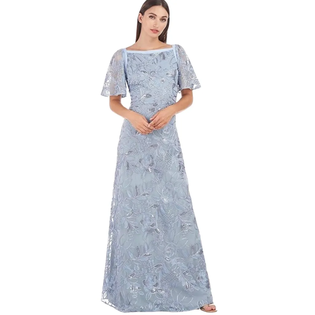 [511634] Vestido Bordado Formal C Azul T L
