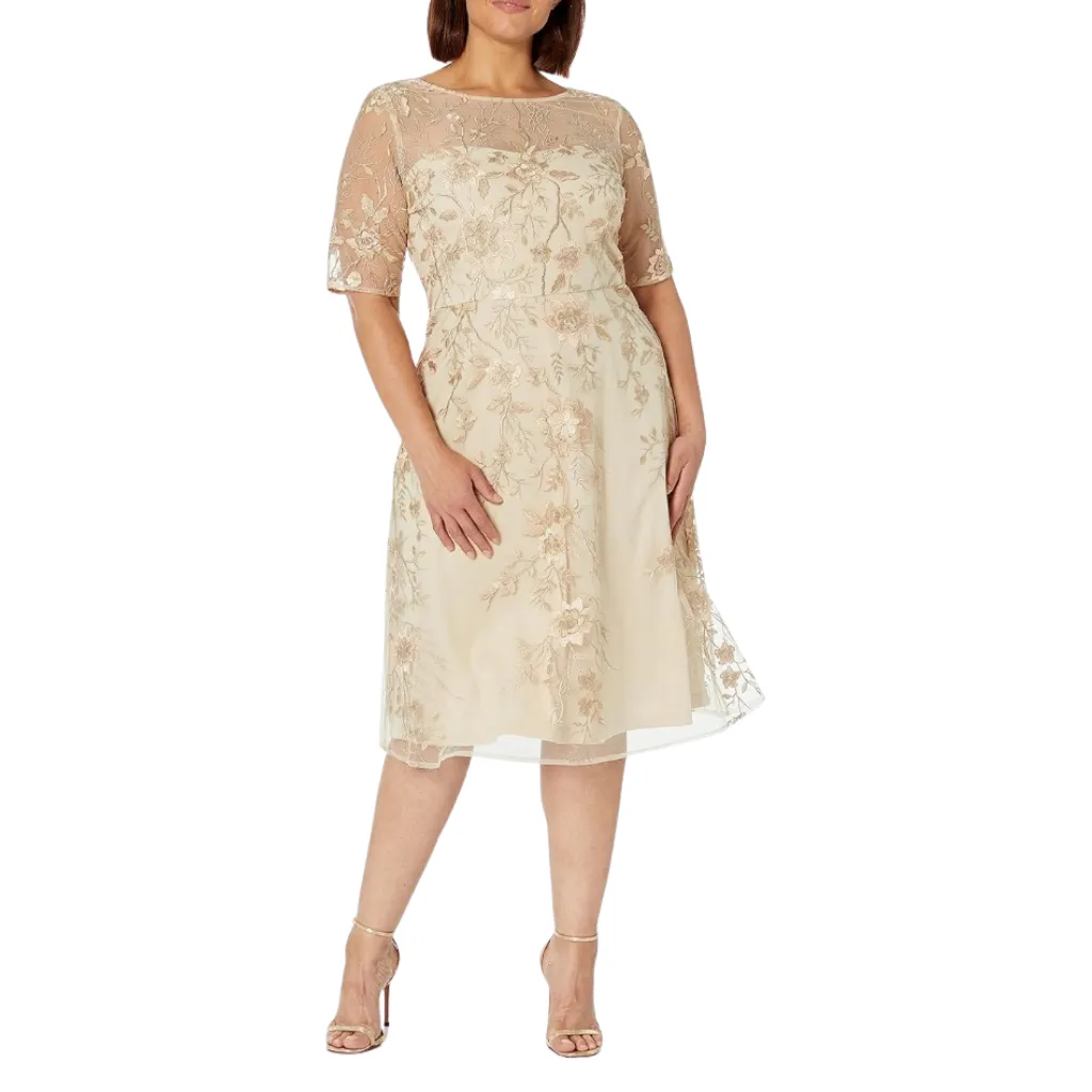 [511636] Vestido Bordado Formal C Beige T XL