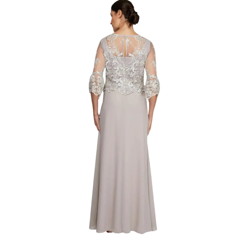 [511641] Vestido Bordado Formal C Gris T XL