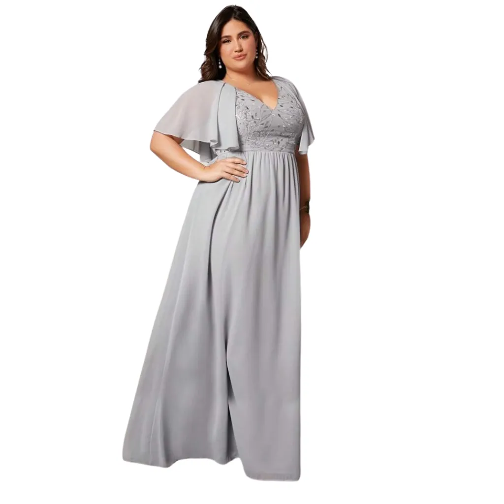 [511642] Vestido Bordado Formal C Azul T XL