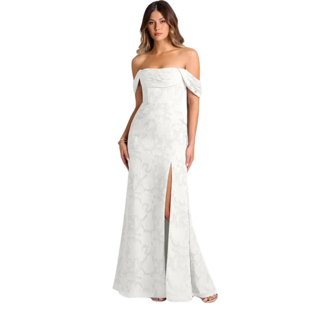 Vestido Bordado Formal C Blanco T L