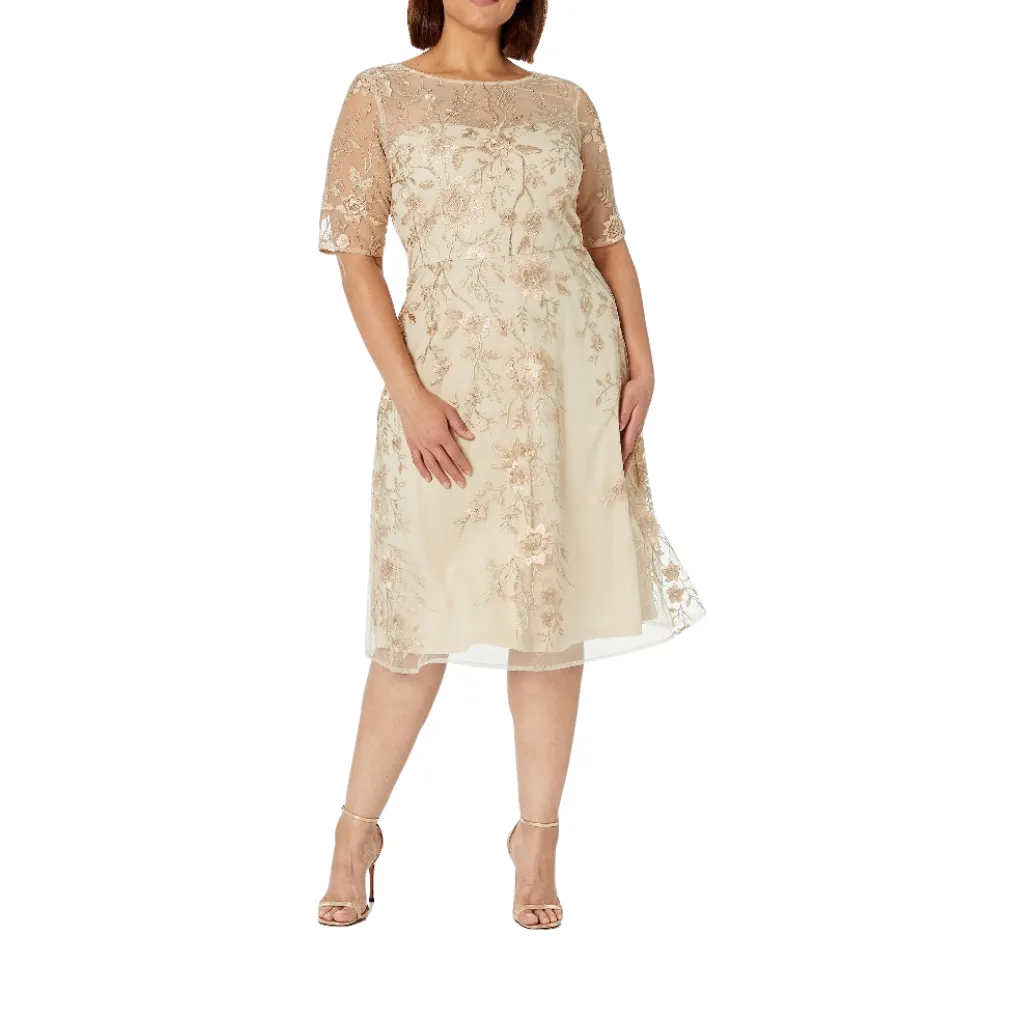 [511649] Vestido Lentejuelas Formal C Crema T L