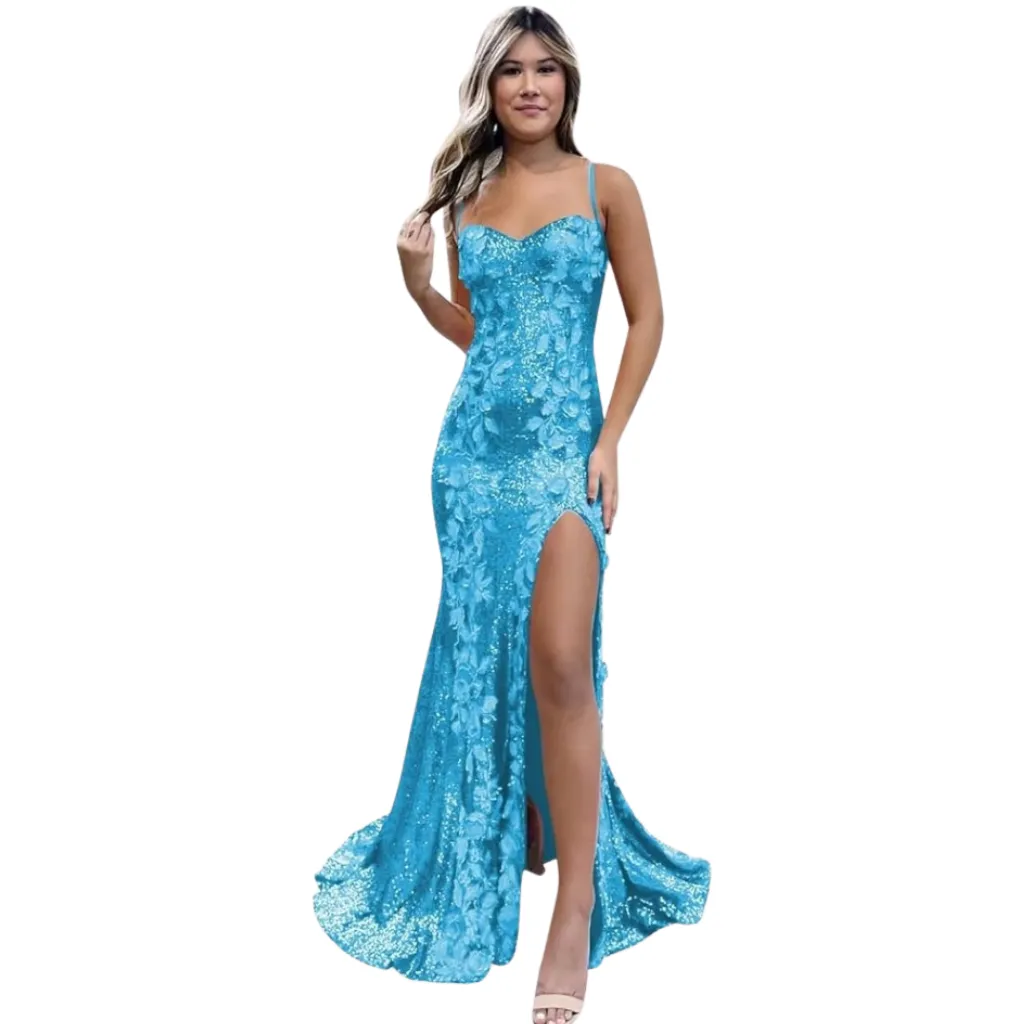 Vestido Lentejuelas Inewer C Azul T M