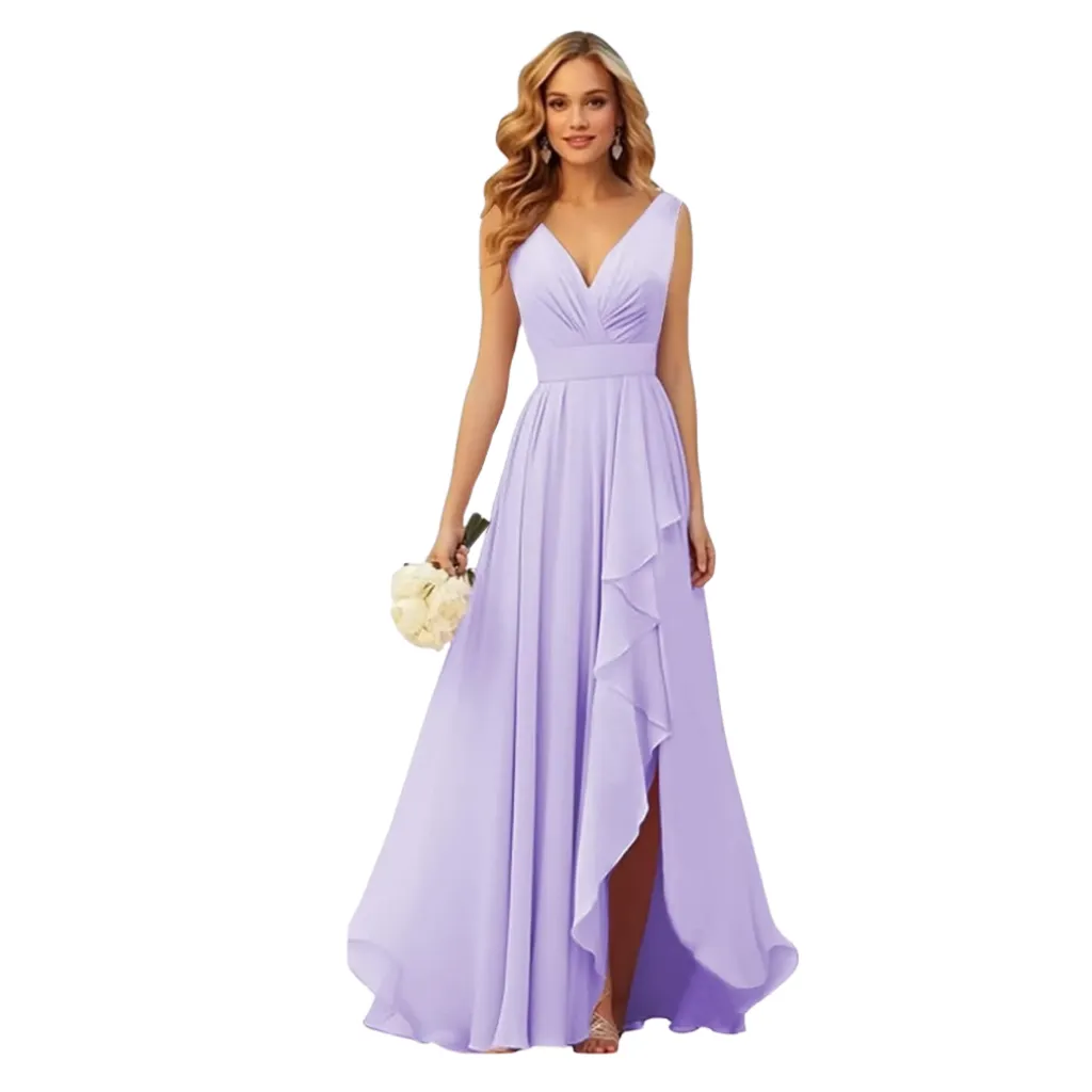 Vestido Liso Formal C Lila T M
