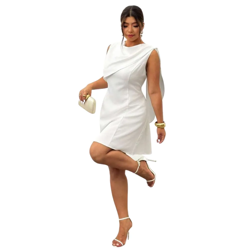 Vestido Liso Corto Formal C Blanco T M
