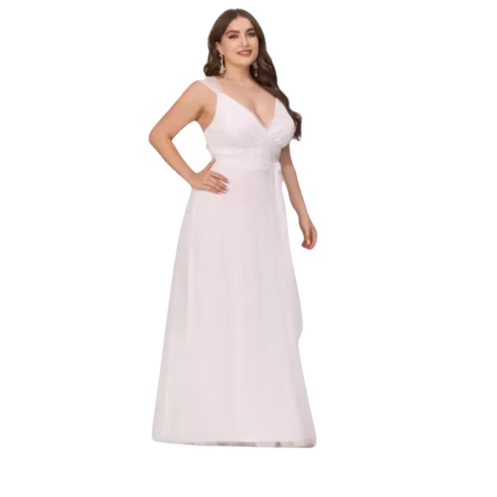 Vestido Liso Formal C Blanco T L