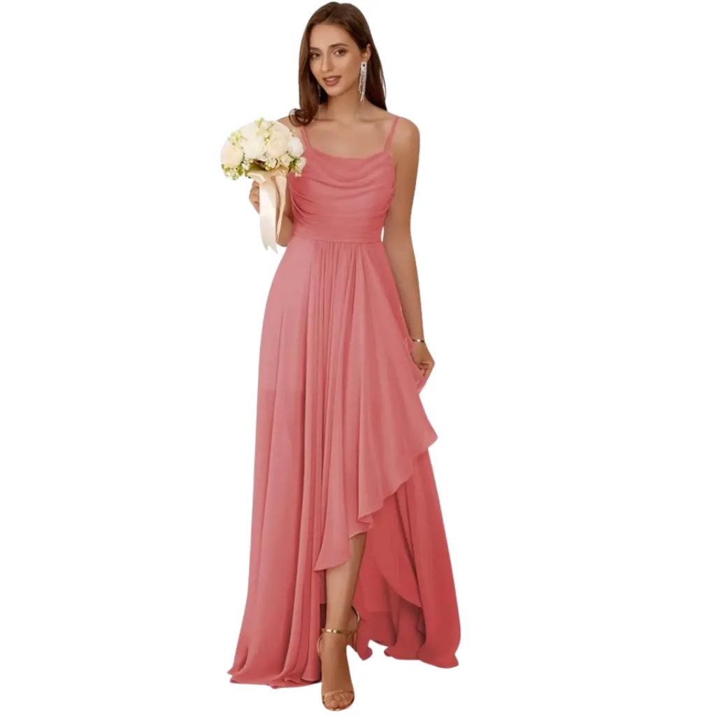 Vestido Liso Formal C Salmon T S