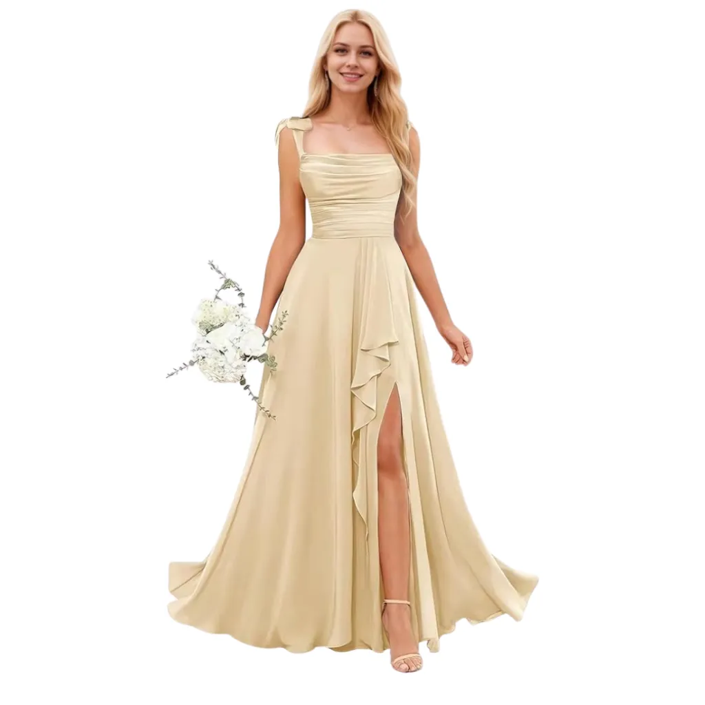 Vestido Liso Formal C Beige T S