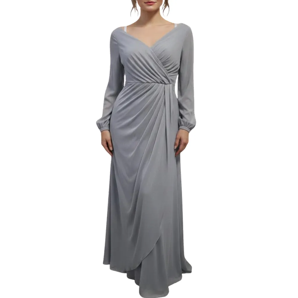 Vestido Liso Formal C Gris T M