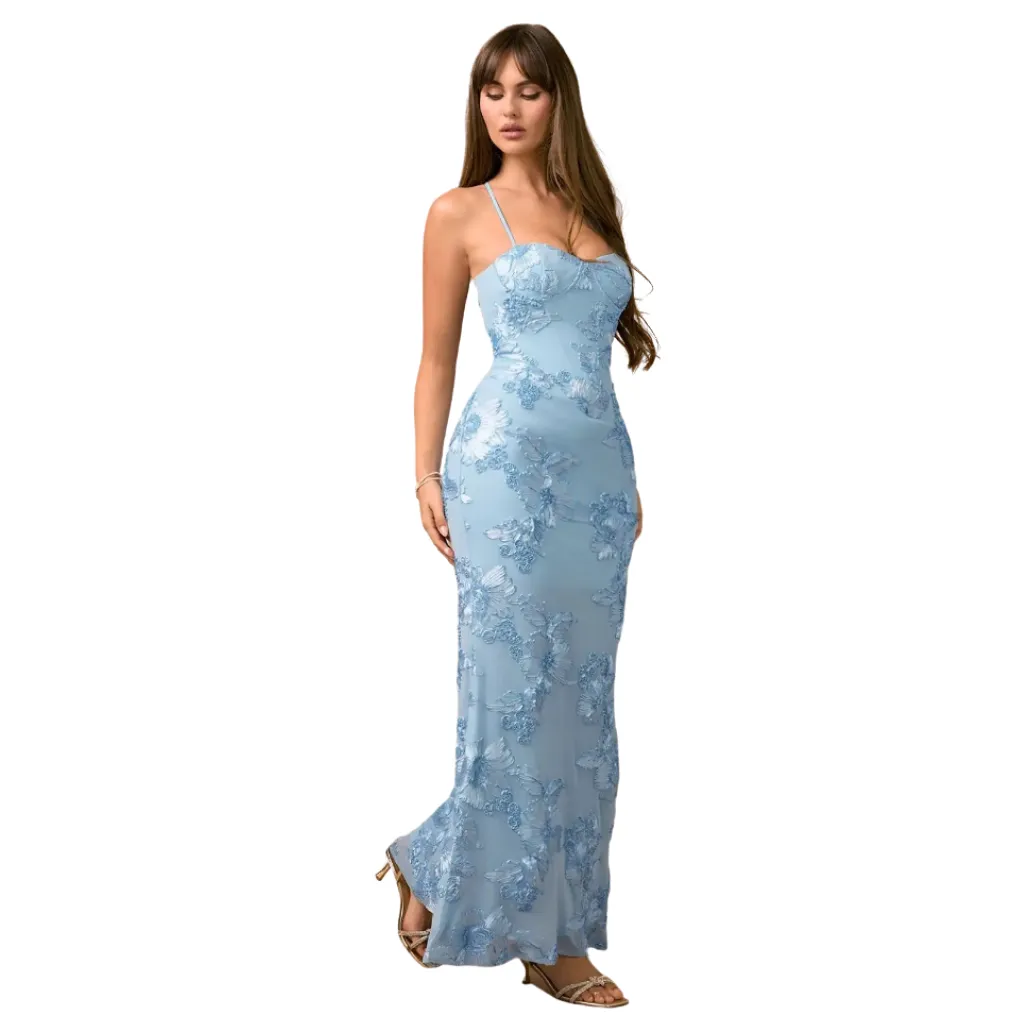 Vestido Liso Formal C Azul T XS