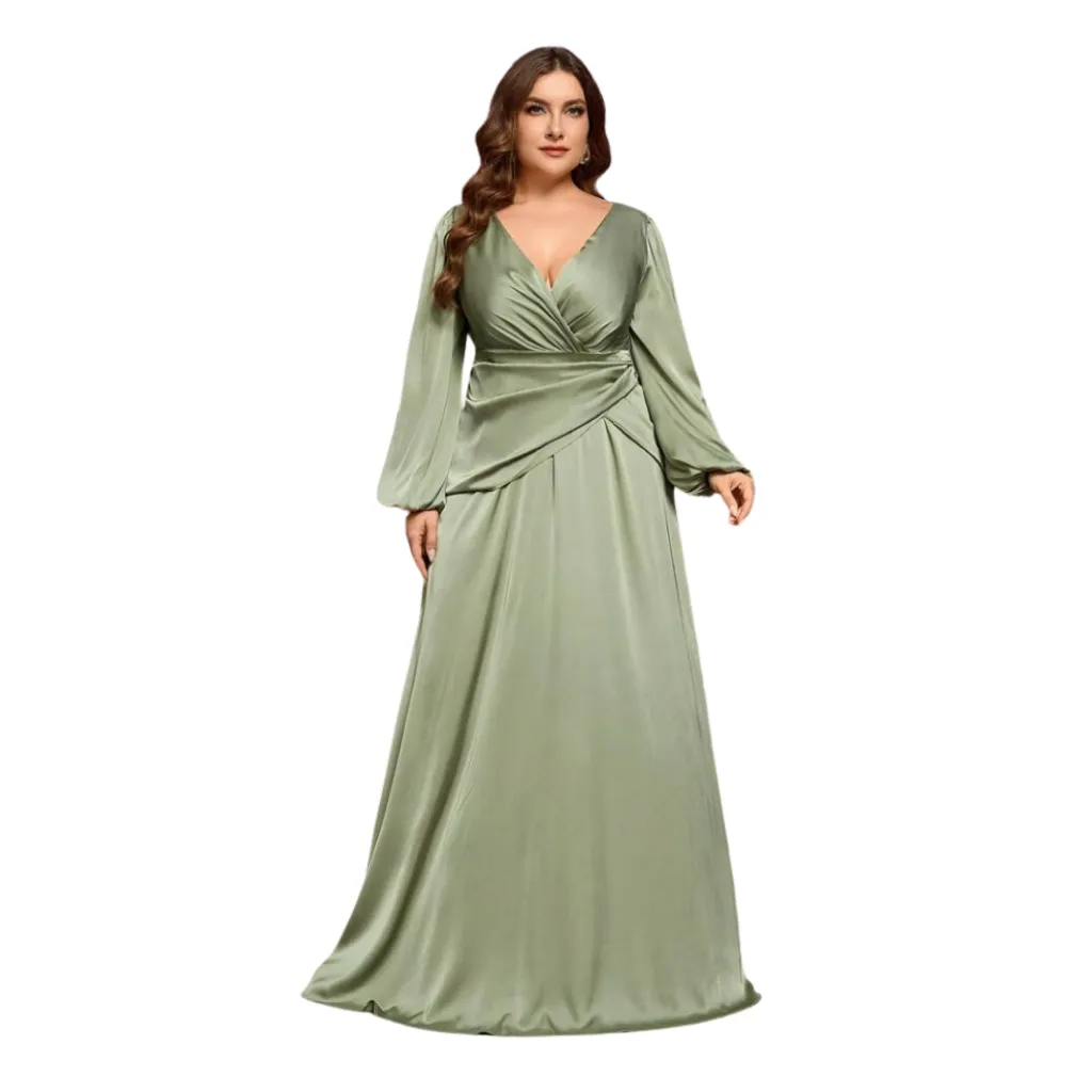 Vestido Liso Formal C Verde T L