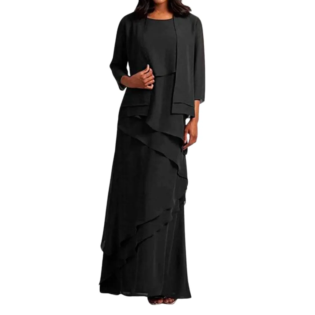 Vestido Liso Formal C Negro T XXXL