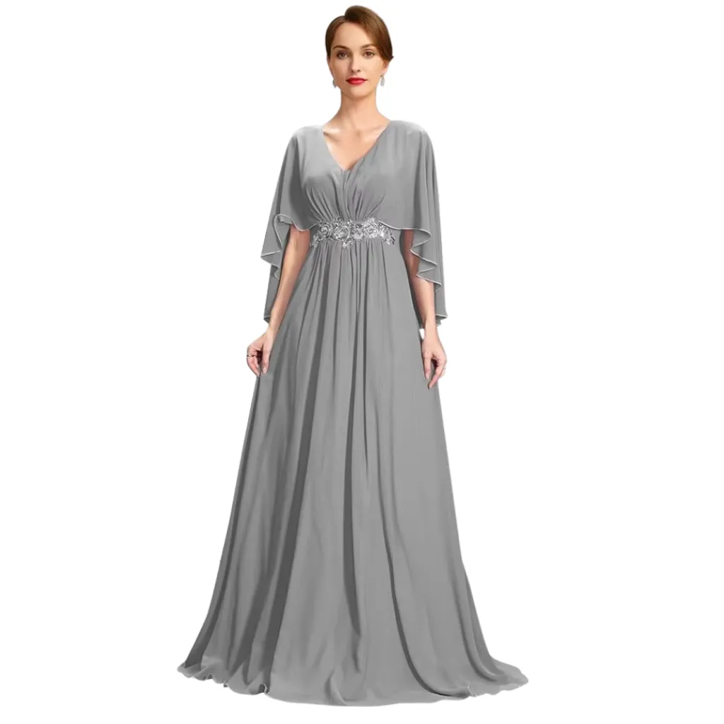 Vestido Bordado Formal C Azul T L