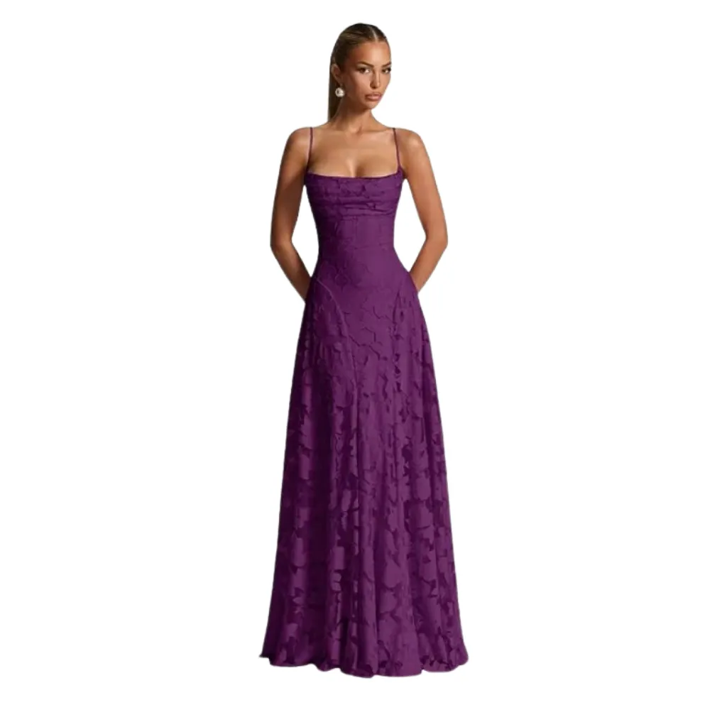 Vestido Bordado Formal C Violeta T S