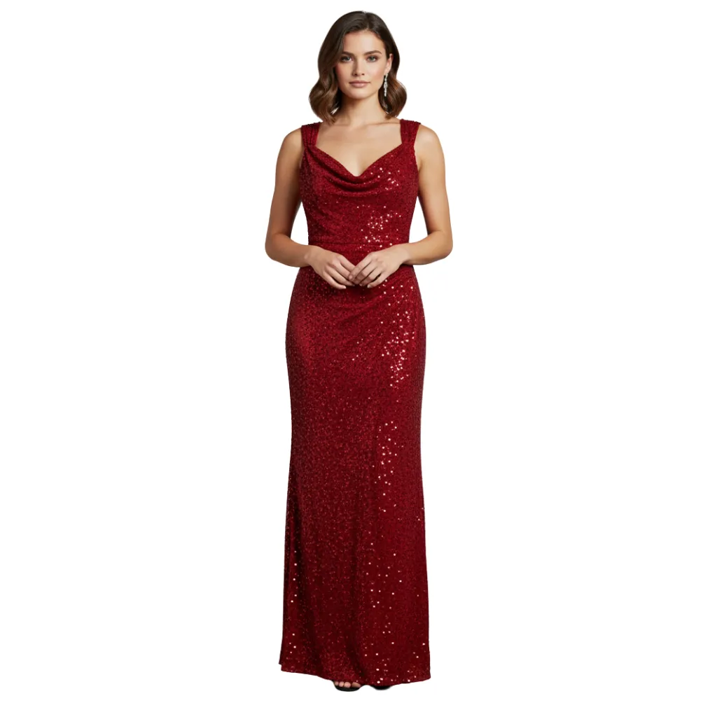 [511736] Vestido Lentejuelas Formal C Rojo T XXL