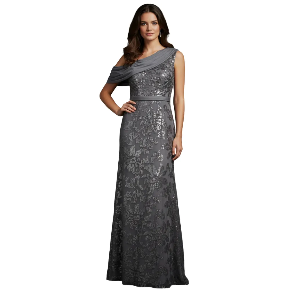 [511741] Vestido Lentejuelas Formal C Gris T M