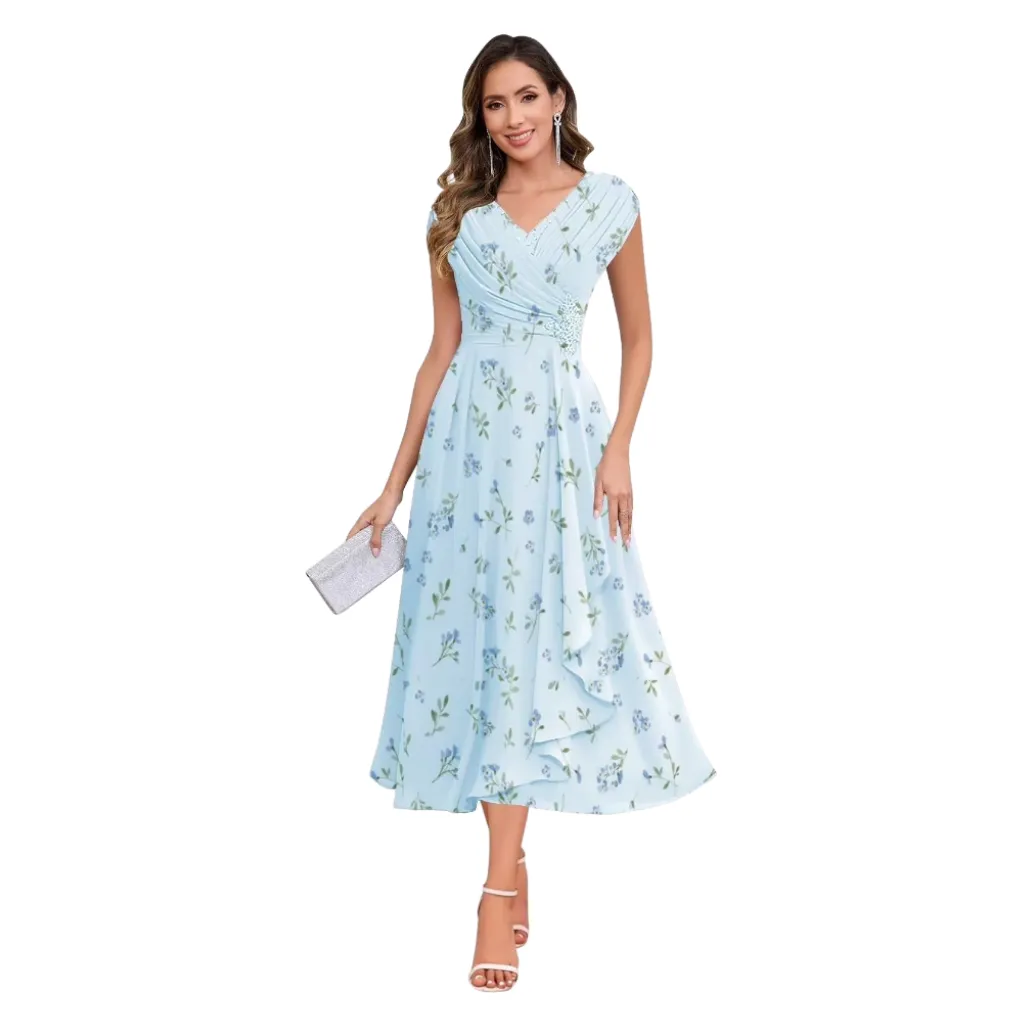 [511777] Vestido Liso Formal C Azul Floral T XL