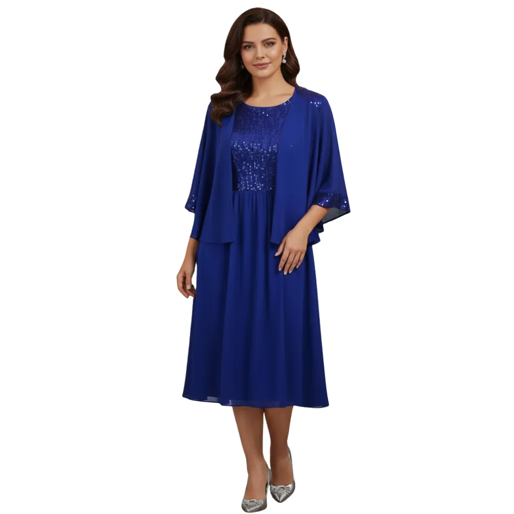[0511792] Vestido Lentejuelas Grace Karin C Azul Rey T L