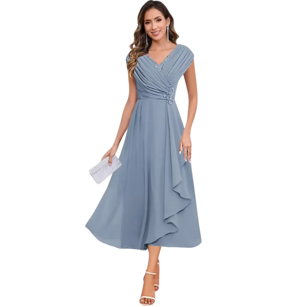 [511801] Vestido Liso Formal C Azul T XL