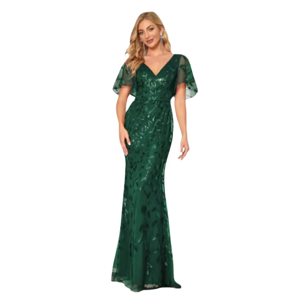 [511814] Vestido Bordado Formal C Verde T XL