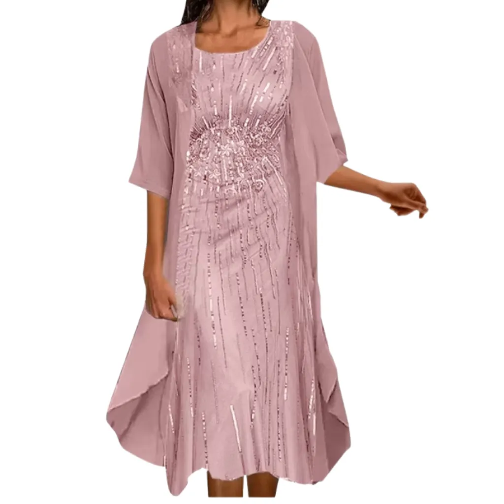 [511822] Vestido Lentejuelas Formal C Rosa T L