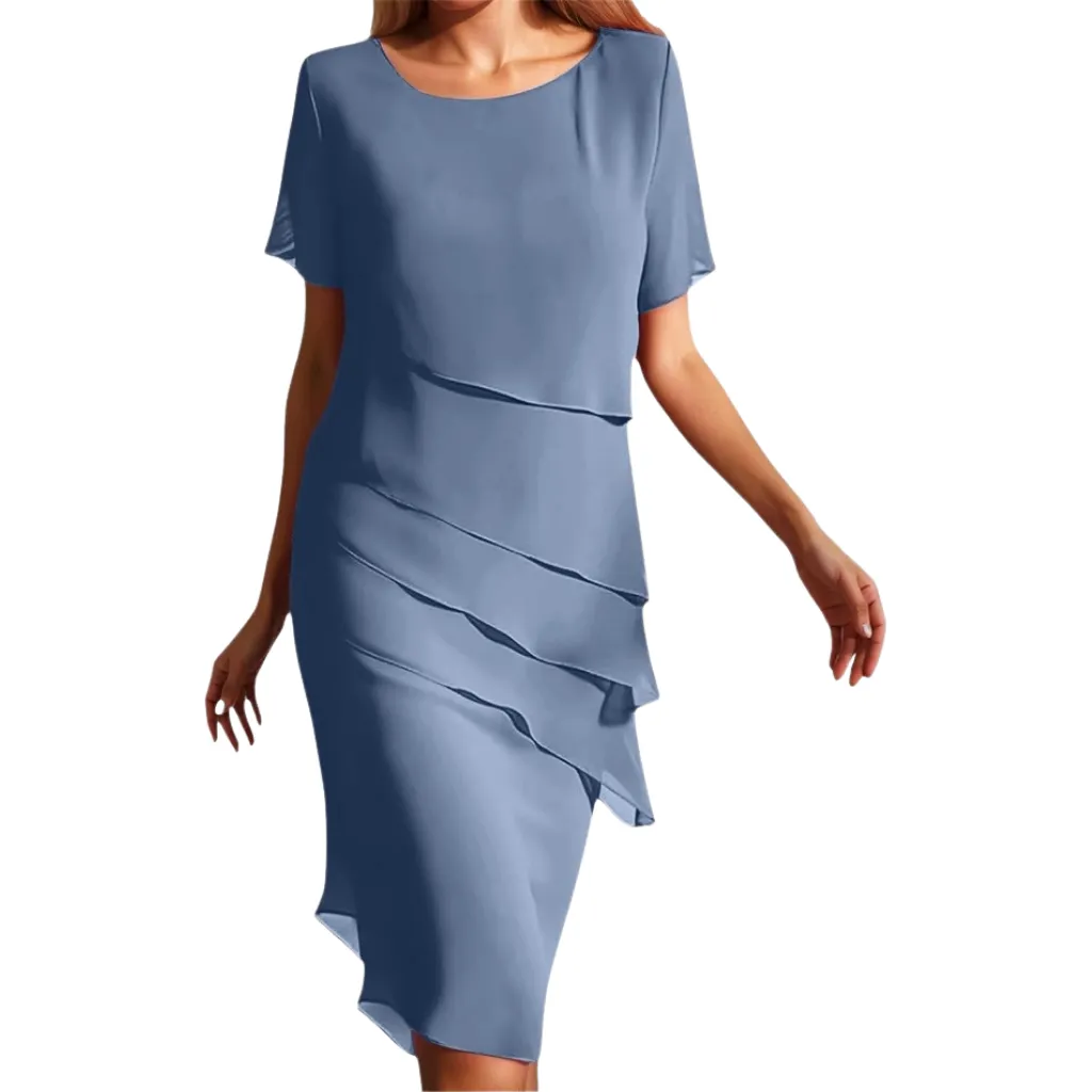 [511832] Vestido Liso Formal C Azul T L
