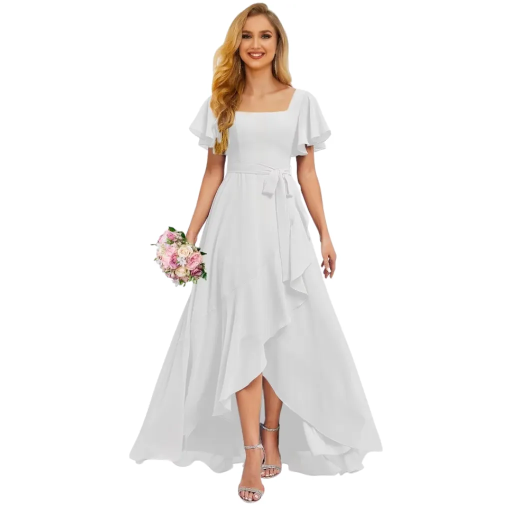[511840] Vestido Liso Flower C Blanco T S