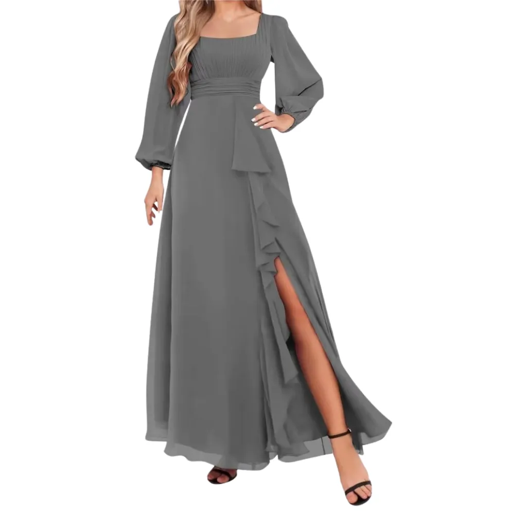 [511843] Vestido Liso Formal C Gris T XXXL