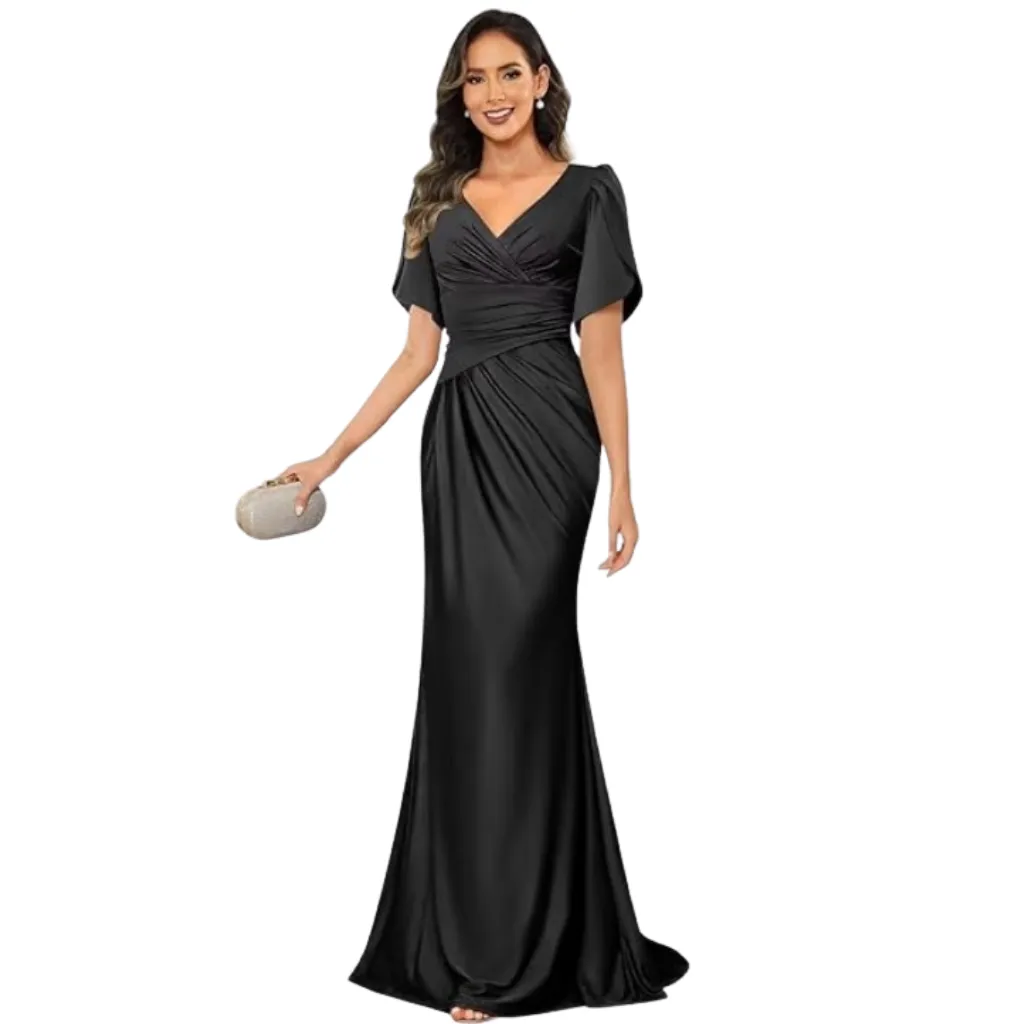 [511845] Vestido Liso Formal C Negro T XL