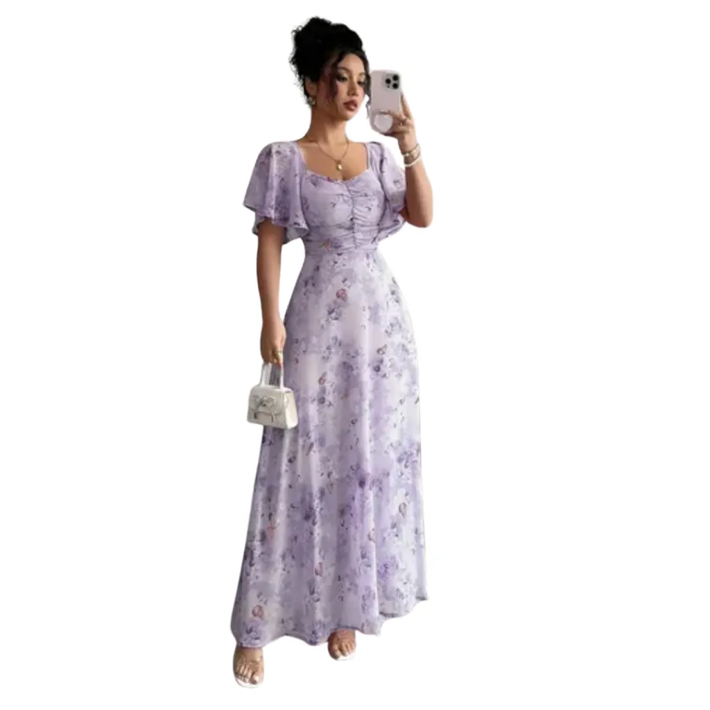 [511852] Vestido Liso Formal C Lila Floral T XL