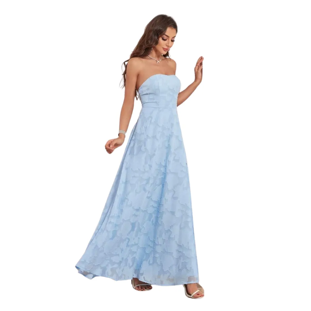 [511859] Vestido Bordado Formal C Azul T XS