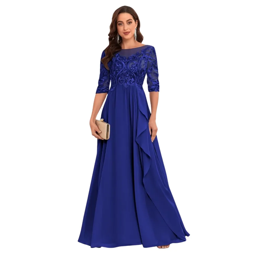 [511865] Vestido Bordado Formal C Azul Rey T M