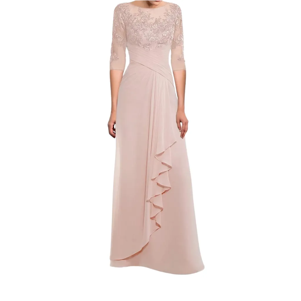 [511869] Vestido Bordado Formal C Rosa T XL