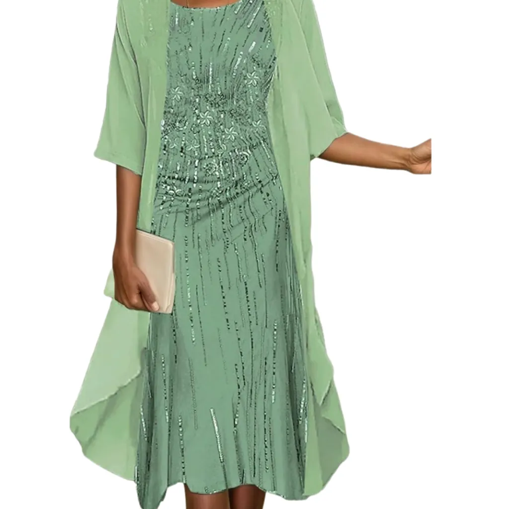 [511873] Vestido Lentejuelas Formal C Verde T XL