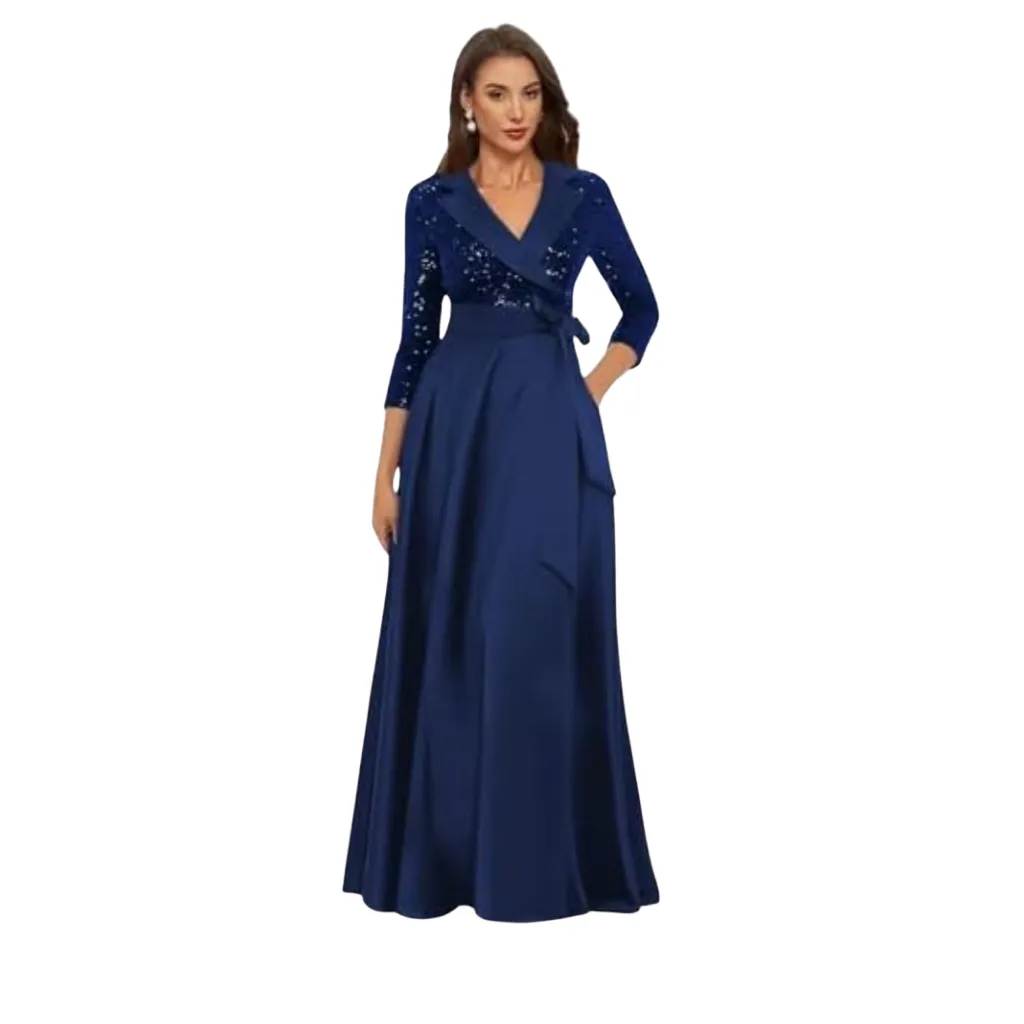[511875] Vestido Lentejuelas Formal C Azul Marino T XXL