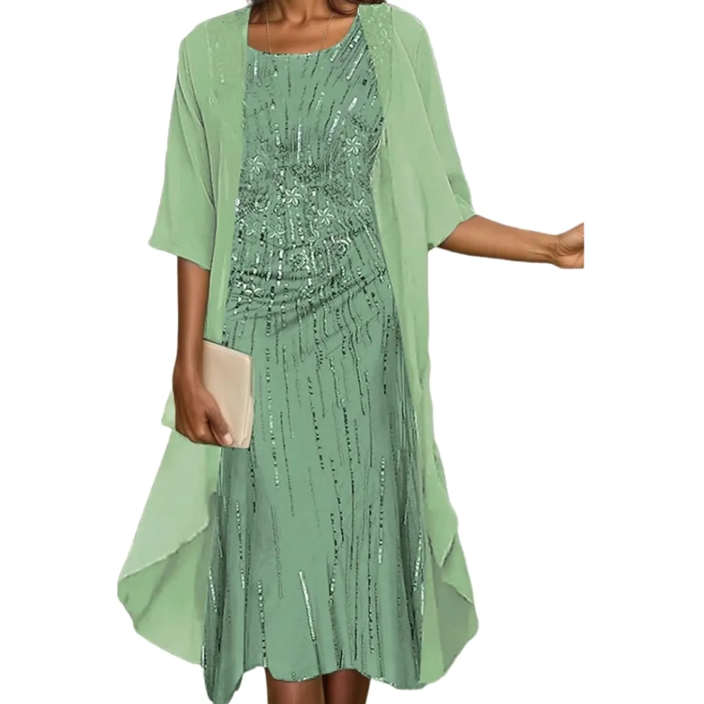 [511876] Vestido Lentejuelas Formal C Verde T XL