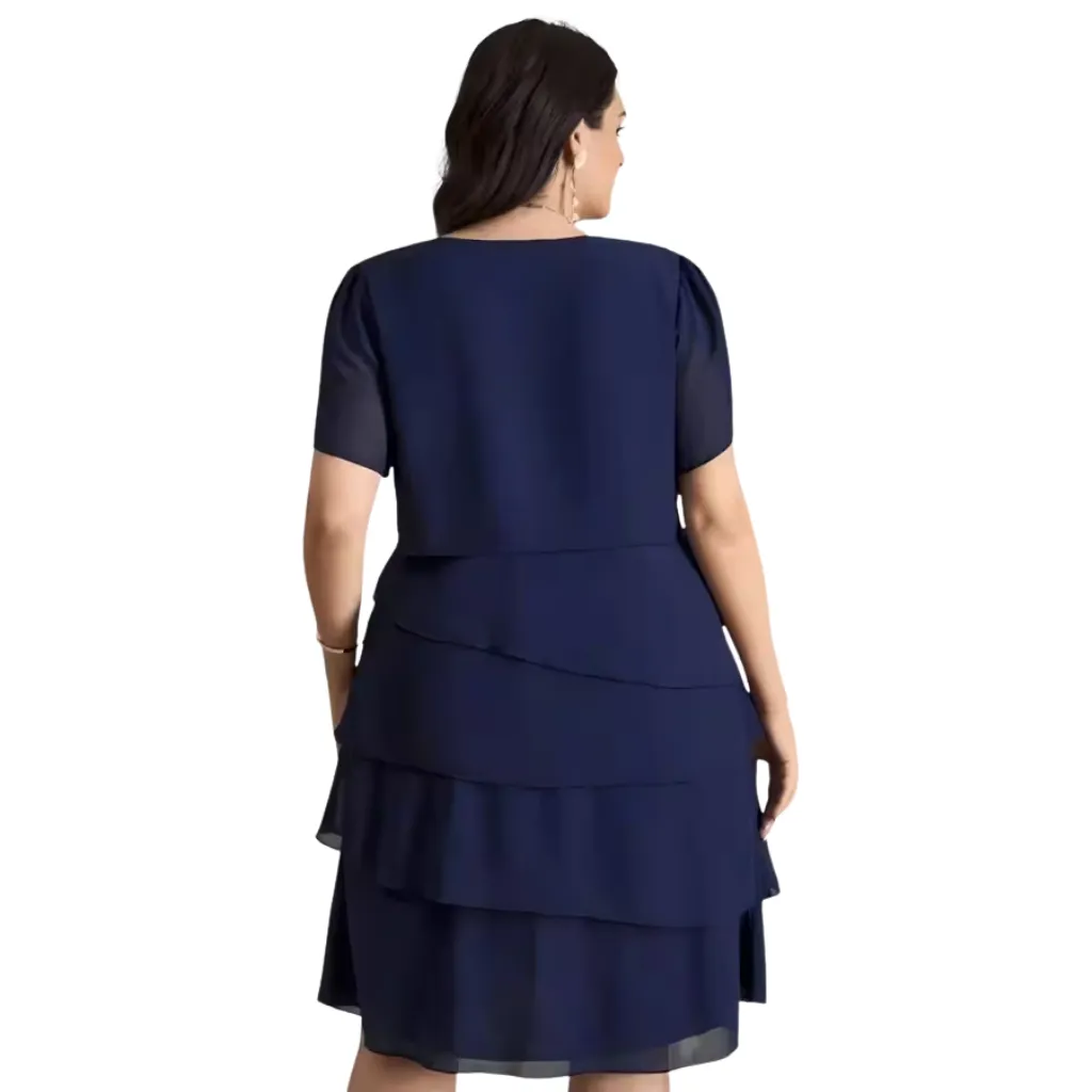 Vestido Liso Formal C Azul Marino T L