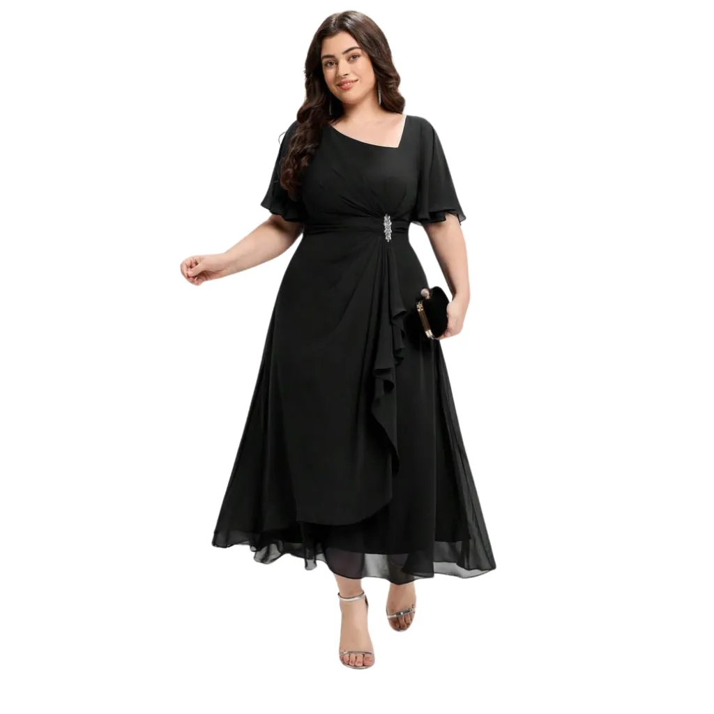 Vestido Liso Formal C Negro T L
