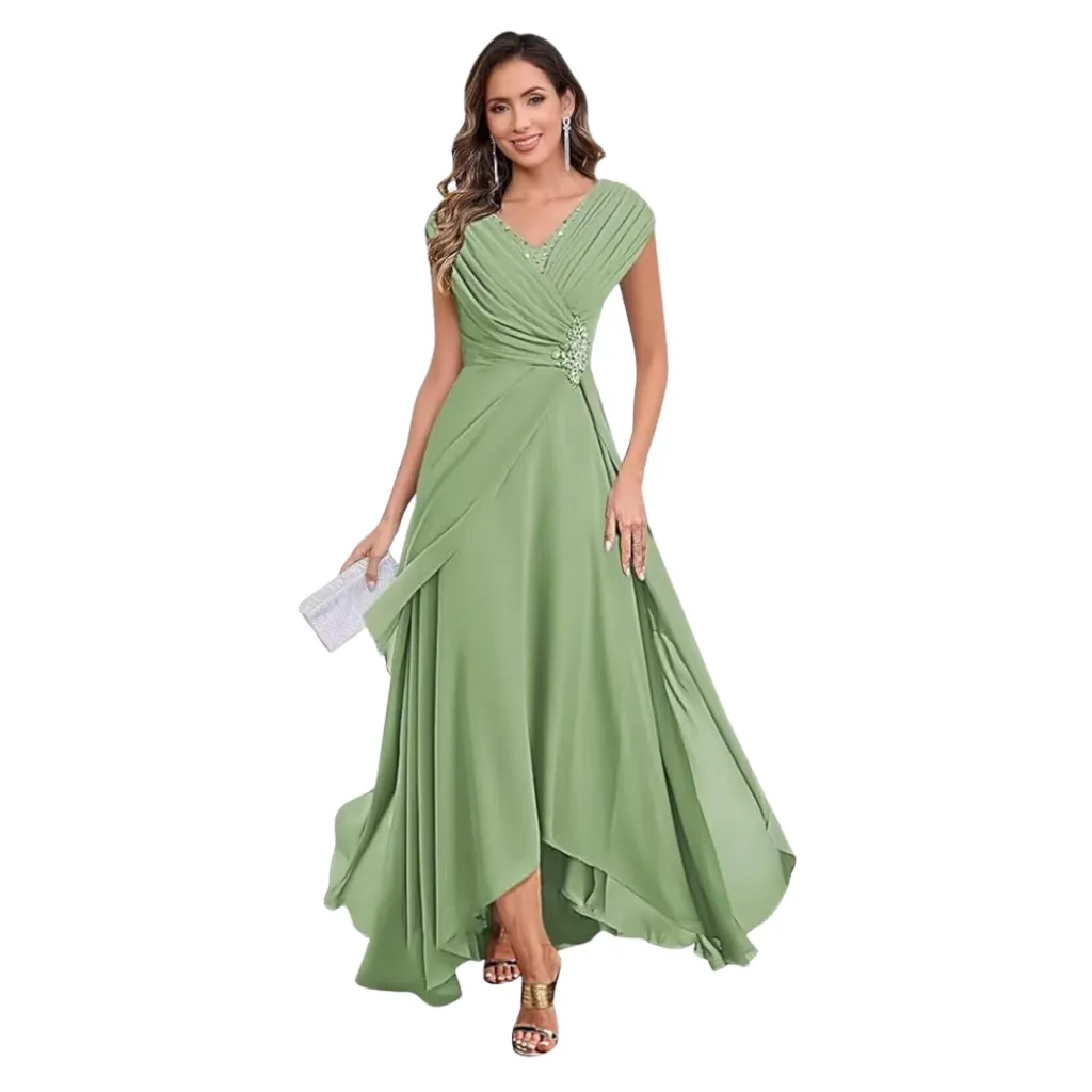 Vestido Liso Formal C Verde T M