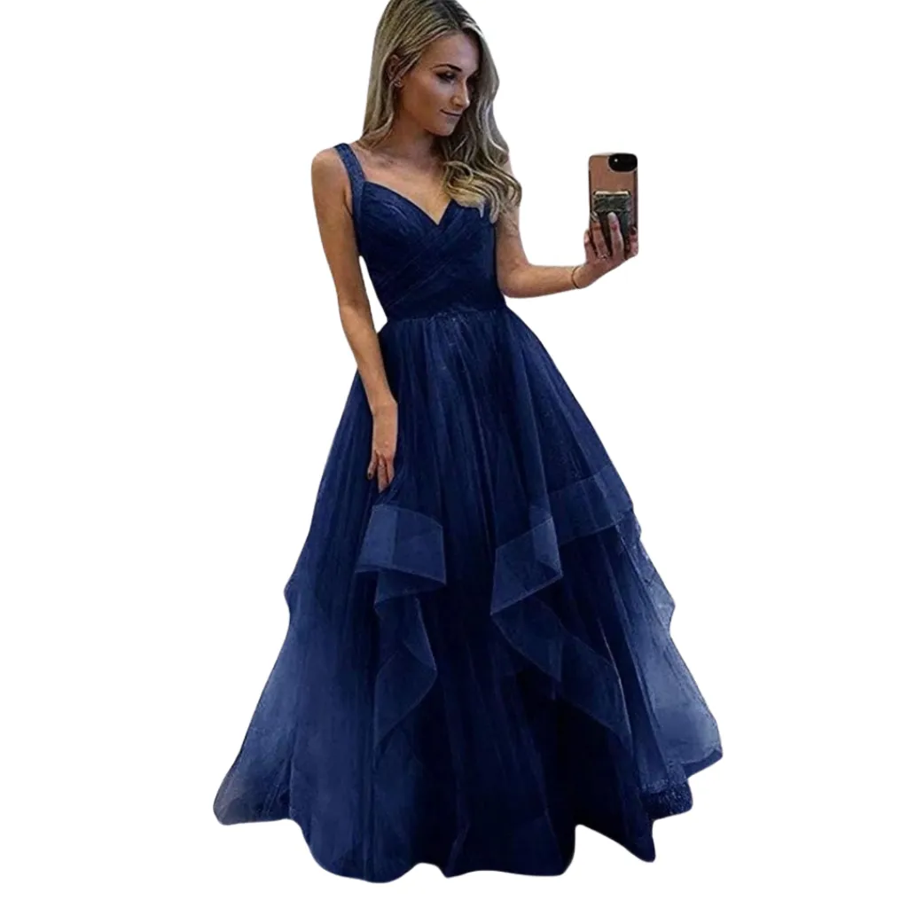Vestido Liso C Azul Marino T L