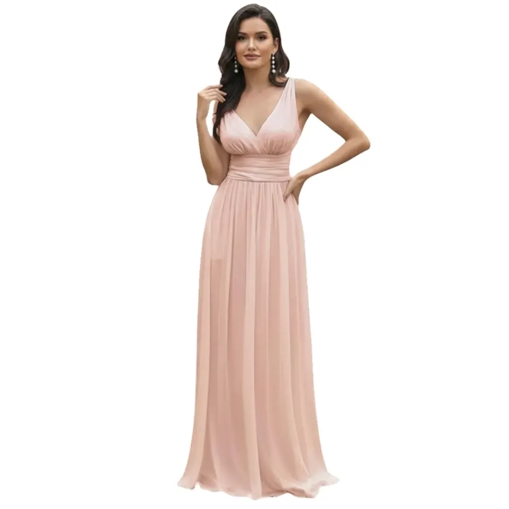 Vestido Liso Formal C Rosa XL
