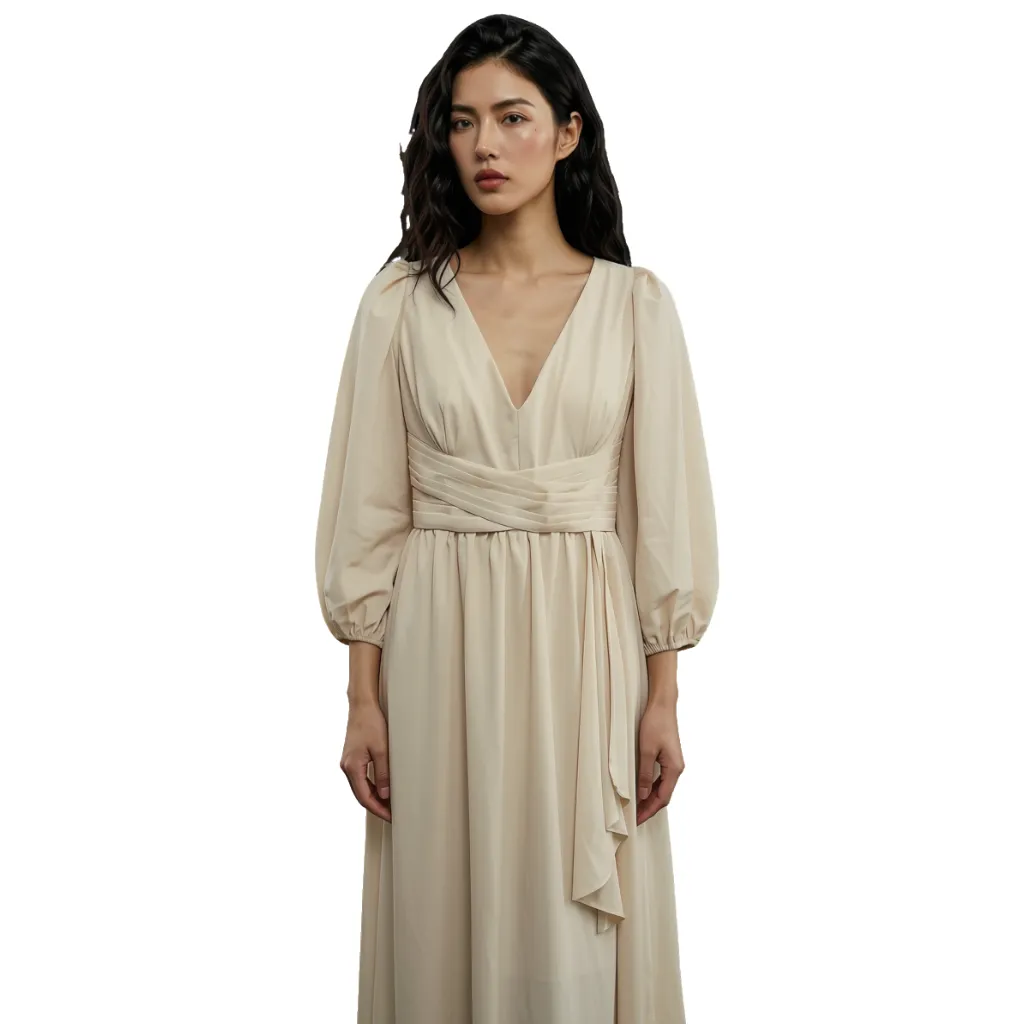 Vestido Liso Formal C Beige T XL