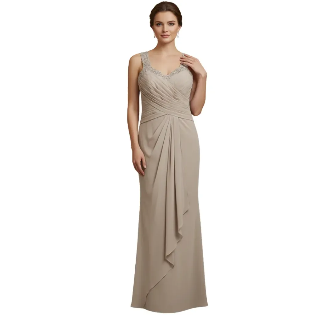 Vestido Bordado Formal C Cafe T L