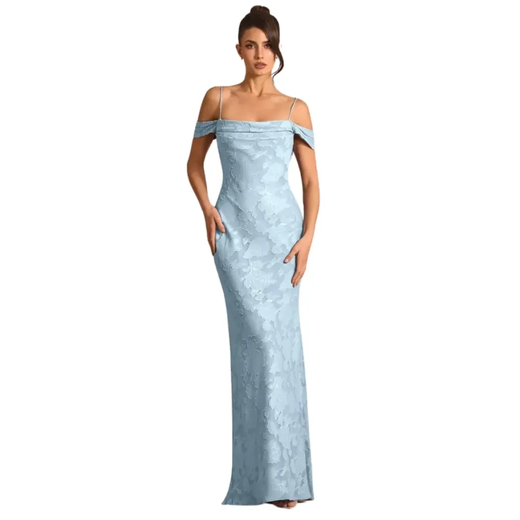 Vestido Bordado Formal C Azul T M