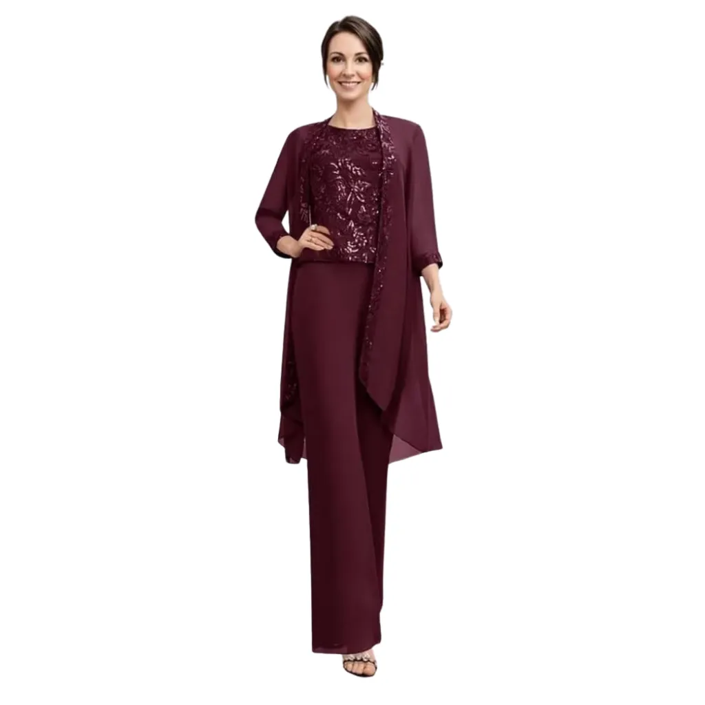 [511911] Conjunto Bordado Formal C Vino T L