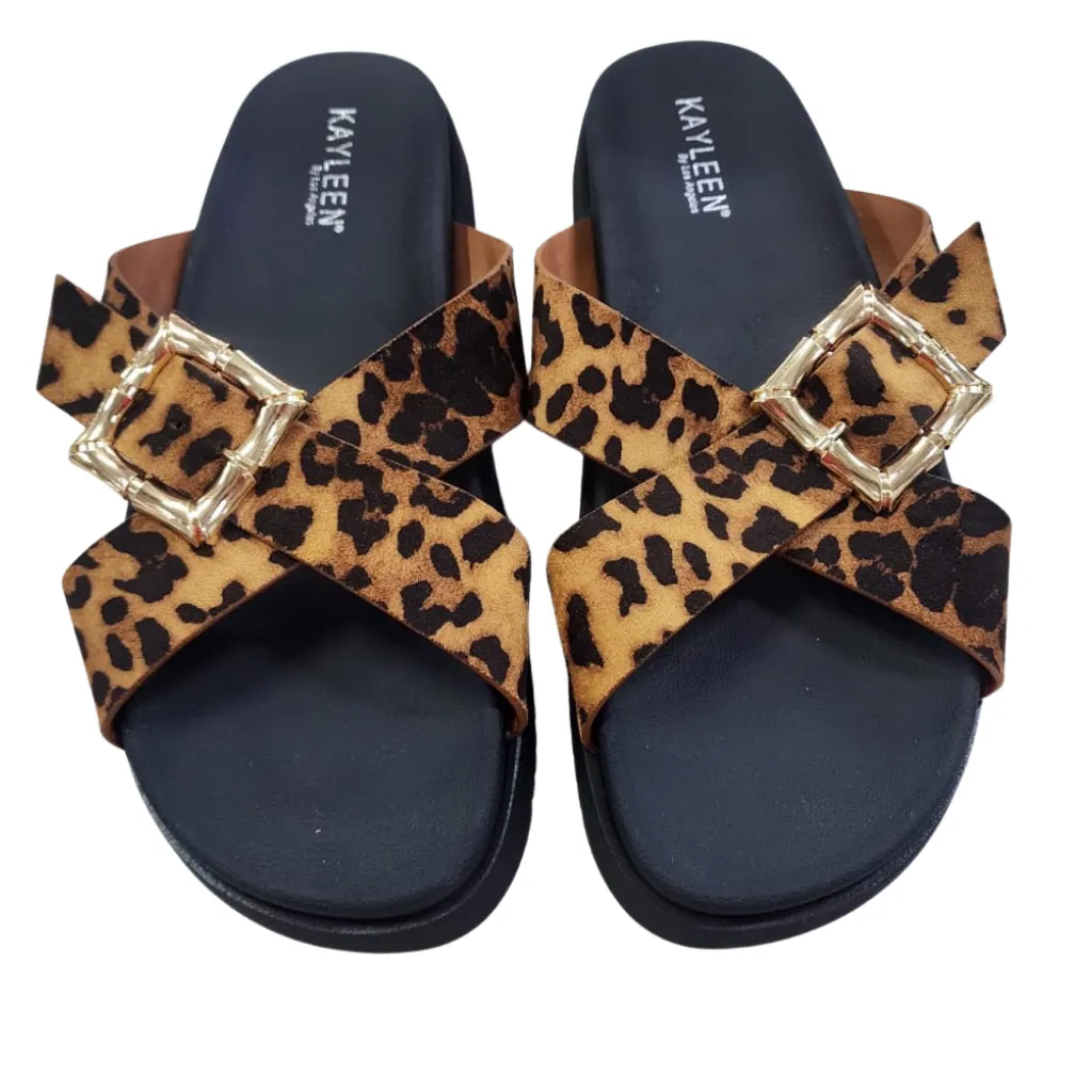 Huarache Kayleen C Leopardo Negro T 25.5