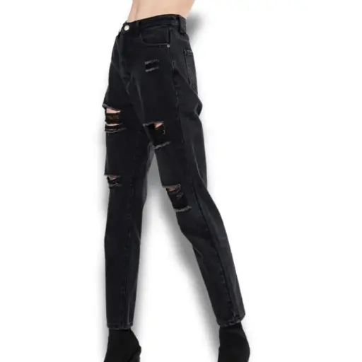 [5699] Pantalon High- Rise C Negro T 13