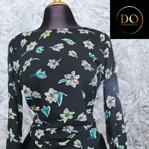 [7397] Blusa  PLEIONE C Negro -Floral T S